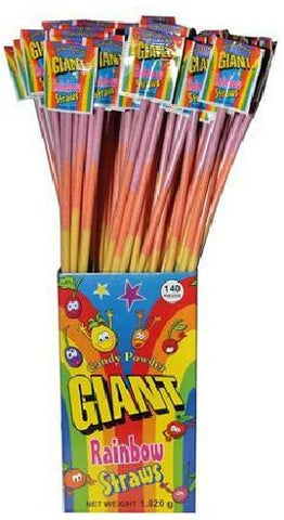 Lollies - Sherbert - Giant Rainbow Straws - 140x 13g straws