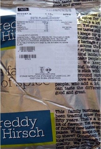Freddy Hirsch - Spice Mix Seasoning - Egte Plaaslekker / Plaaswors spice - 1.1kg Bags