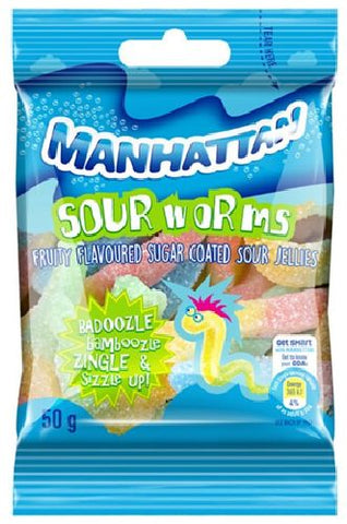 Manhattan - Sour Worms - 125g Bag