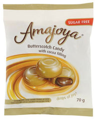 Amajoya - Candies - Butterscotch Cocao Filled - Sugar-free   - 75g Packet