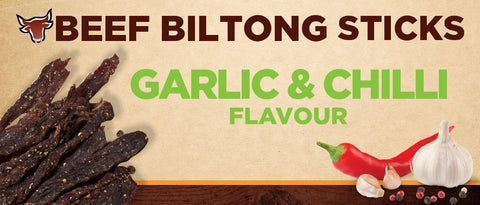 Biltong Snapsticks ("Stokkies") - Garlic & Chilli Flavour