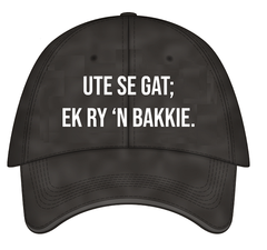 Cap - Stone Wash Cotton - Black - Ute se gat, Ek ry 'n Bakkie