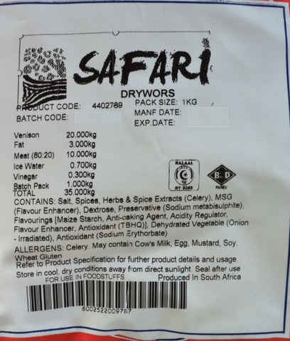 Crown National - Dry Wors Spice Mix - Safari - 1kg Bag