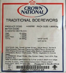 Crown National - Pioneer Boerewors - 1kg Bag